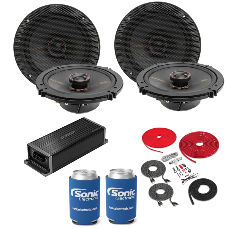 2 Pairs Kicker 6.5" Speakers (KSC65) + KEY200.4 Amp w/ Free Amp Install Kit Image 1