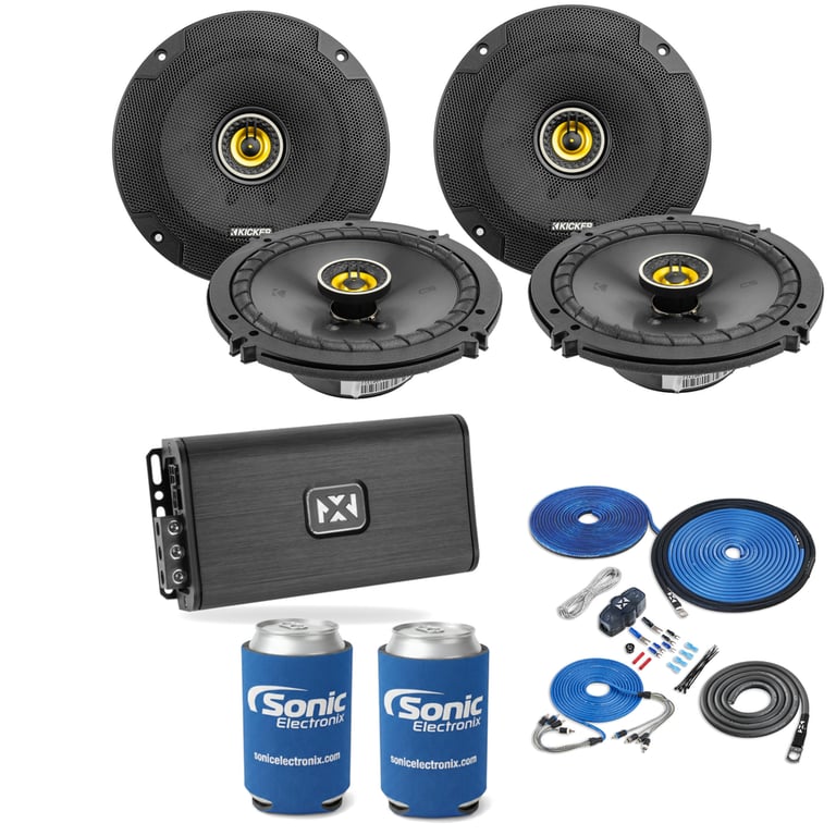 2 Pairs Kicker 6.5" Speakers (CSC65) + NVX VADM4 v2 w/ Free Amp Install Kit Image 1