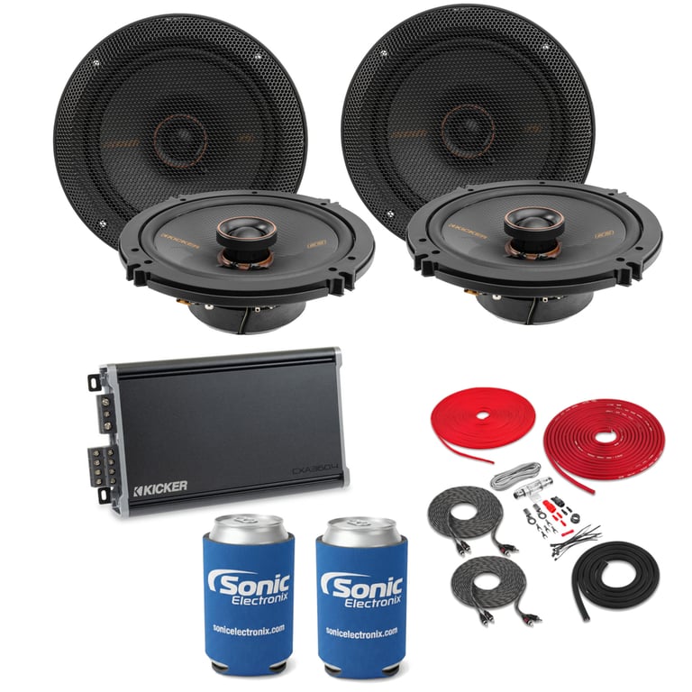 2 Pairs Kicker KSC65 Speakers + CXA360.4 Amplifier w/ Free Amp Install Kit Image 1