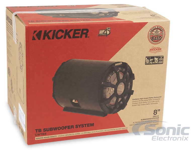 Kicker CWTB82 Subwoofer & CXA400.1 Amp w/ Bass Knob w/ Free Amp Install Kit Image 6