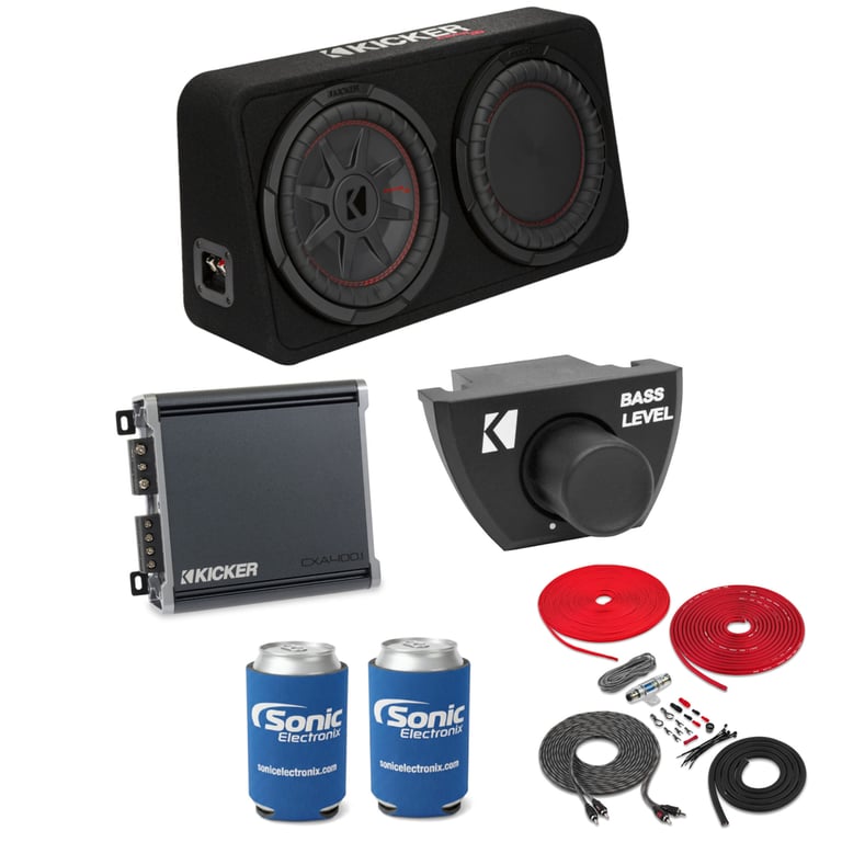Kicker Sub, Amp & Remote (TCWRT102, CXA400.1, CXARC) w/ Free Amp Install Kit Image 1