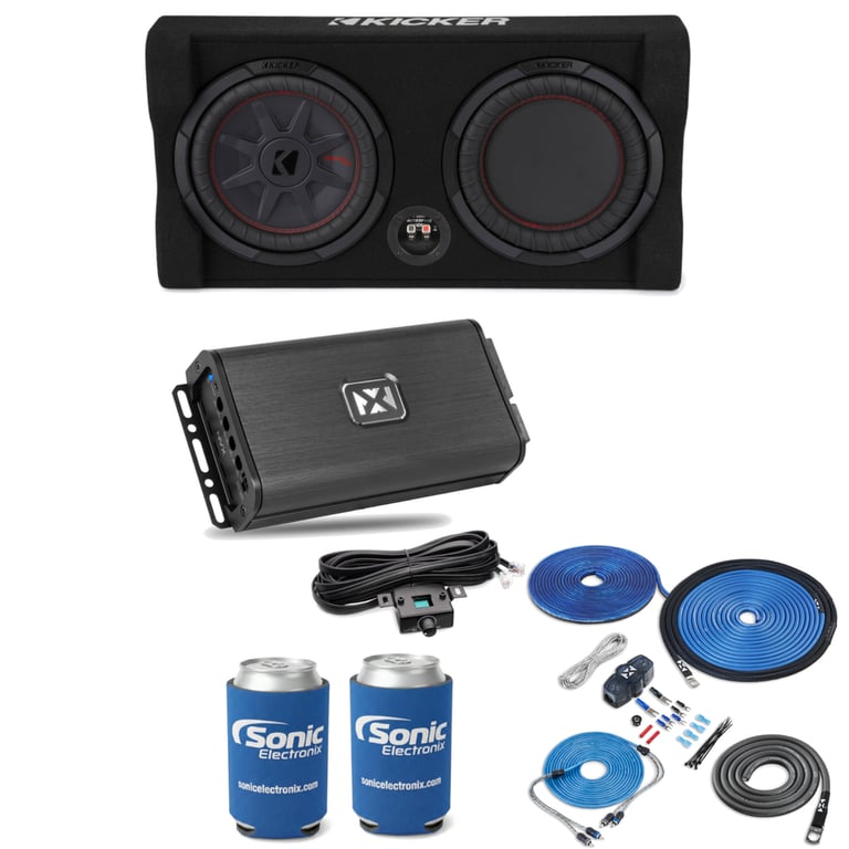 Kicker TRTP102 Subwoofer + NVX VADM1 v2 Amp w/ Free Amp Install Kit Image 1