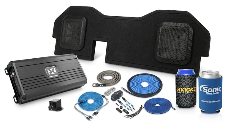 Kicker KRDL7T10 Subwoofer Enclosure + NVX NDA15001 Amp w/ Free Amp Install Kit Image 1