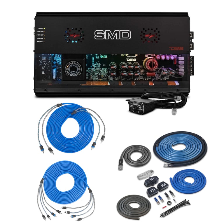 DS18 SMD-2800.5 Amplifier w/ NVX Amp Kit and RCA Cables Image 1