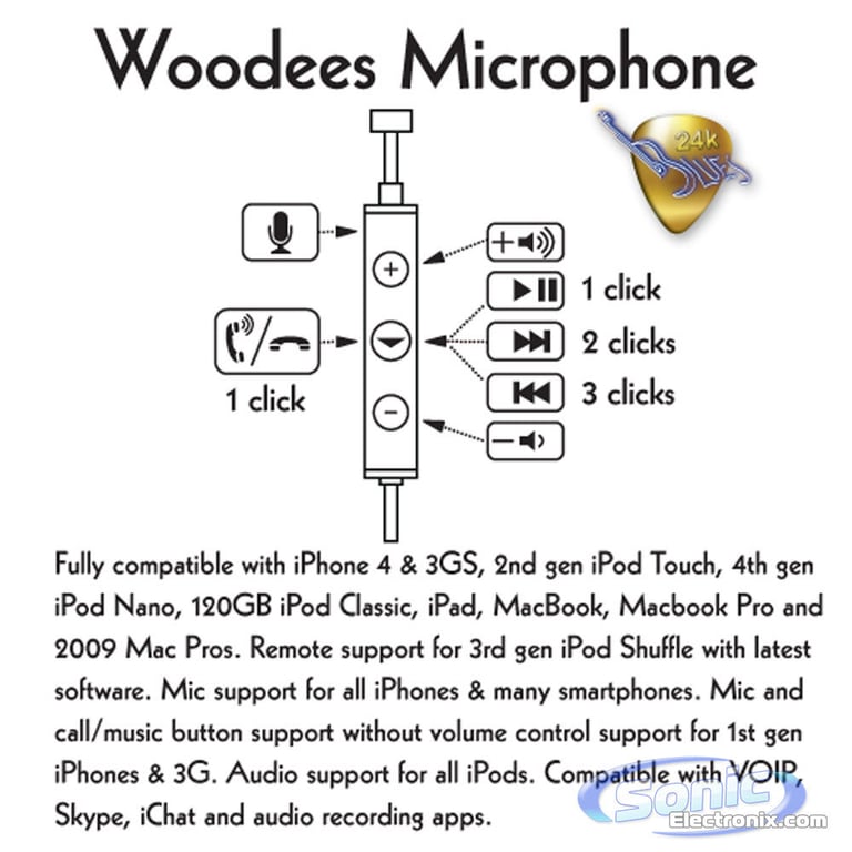 Woodees BLUES IESW100L In-Ear Headphones/Earbuds with Mic Image 8