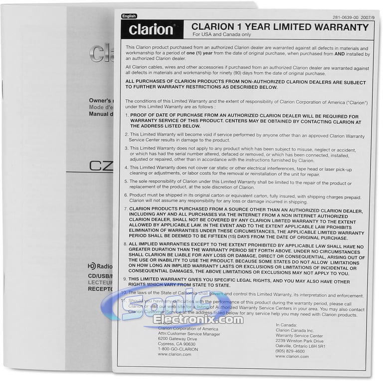 Clarion CZ401 Image 8