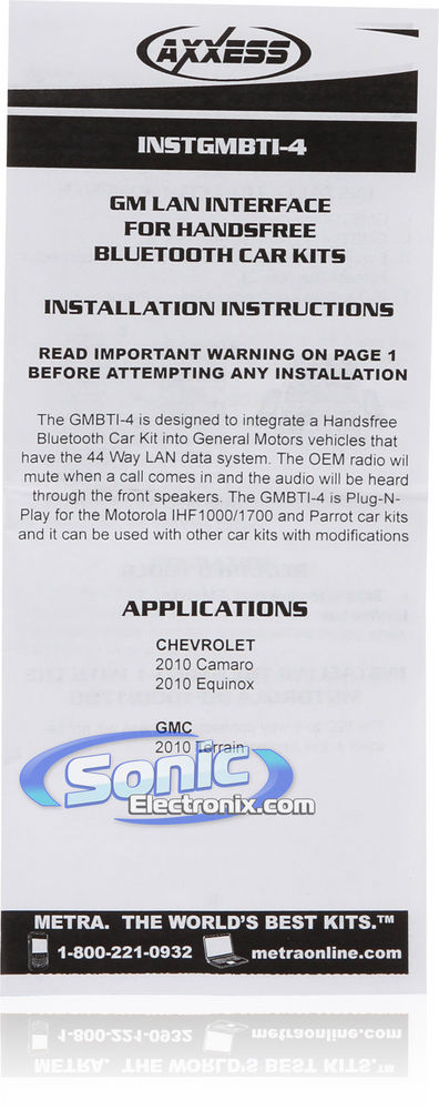 Axxess GM Parrot Bluetooth Adapter (GMBTI-4) Image 7