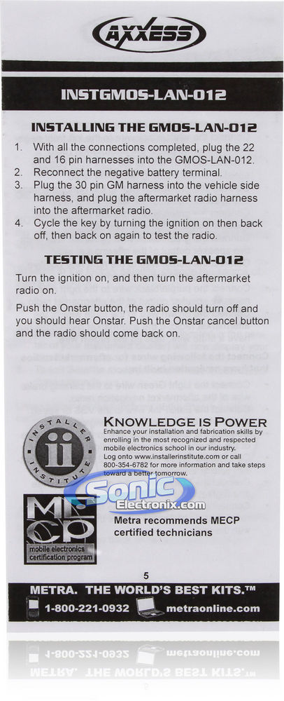 Axxess GMOS-LAN-012 Wiring Interface Image 7