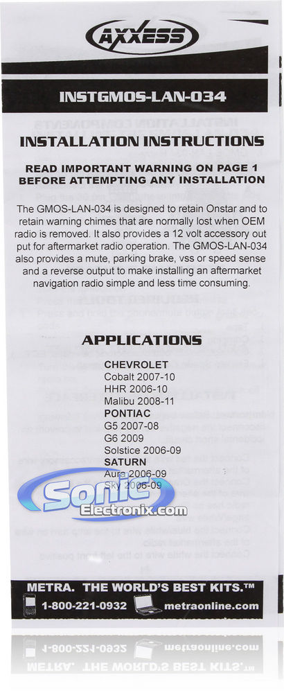 Axxess GMOSLAN-034 Wiring Interface Image 9
