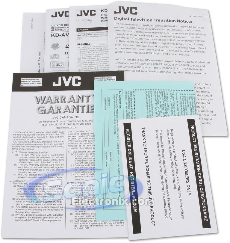 JVC KD-AVX77 Plus XM Radio and iPod Adapter Image 9