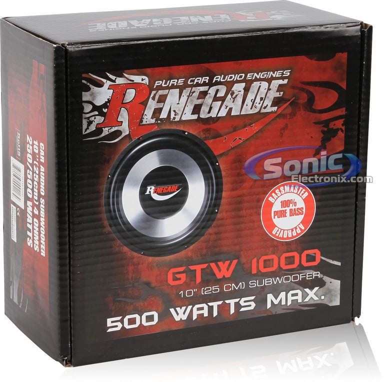 1000W Renegade GTW1000 Subwoofers + Enclosure Bass Package Image 12