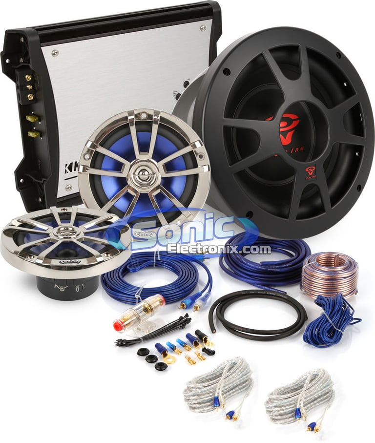 Cerwin Vega WAVE-104 + Kicker 10ZXM350.4 Marine Bass Package Image 1