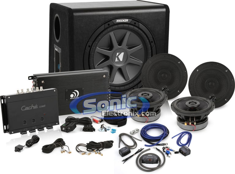 Kicker Loaded Enclosure + Massive Audio Amp & Speaker Combo Image 1