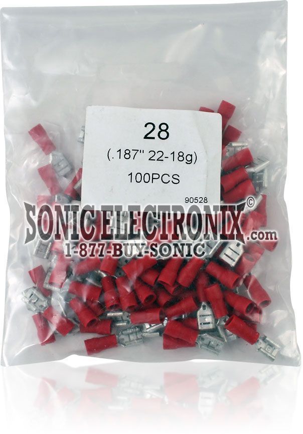 Female Quick Disconnect RED Connectors .187" 22-18G (100 Pack) Image 2
