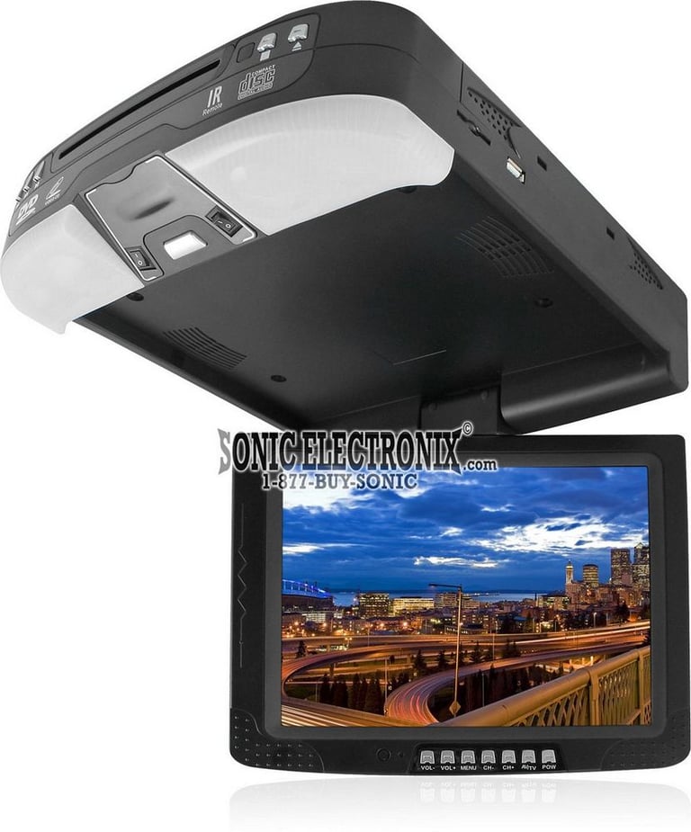 FIT104D 10.4" TFT-LCD Overhead Flipdown Ceiling Mount Monitor w/ Built-in DVD Player Image 2