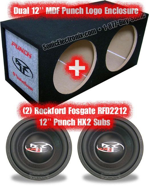 (2) Rockford Fosgate RFD2212 12" HX2 + Dual 12" MDF Logo Enclosure Image 1