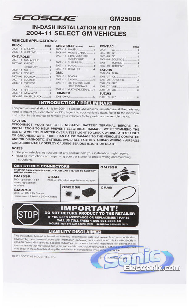 Scosche GM2500B Dash Kit Image 2