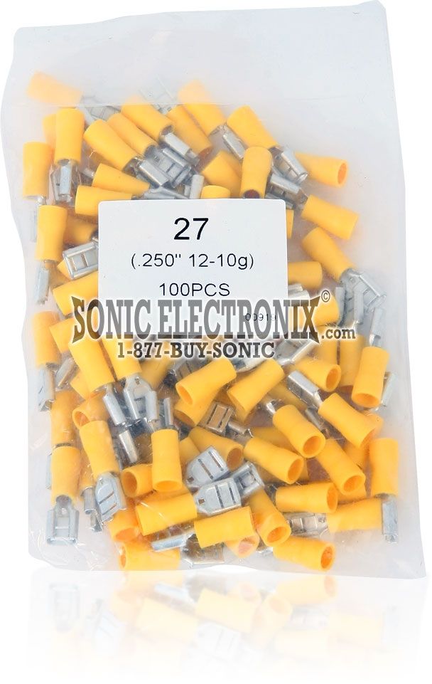 Female Quick Disconnect YELLOW Connectors .250" 12-10G (100 Pack) Image 2