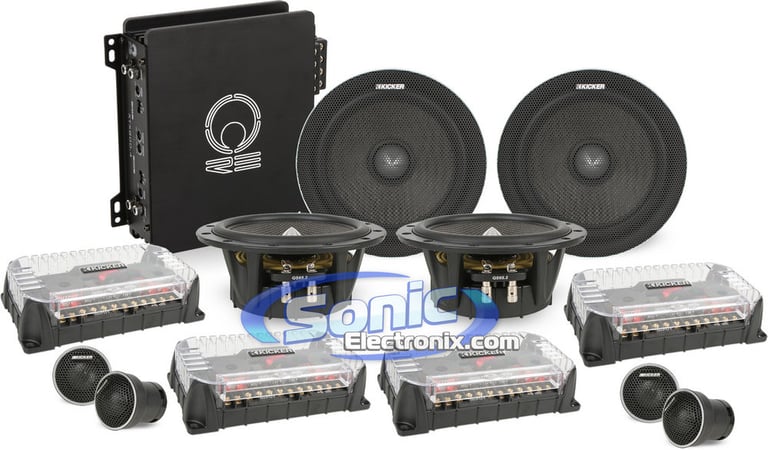 Kicker QS65.2 Component Speakers + RE Audio XTX800.4 Amplifier Image 1
