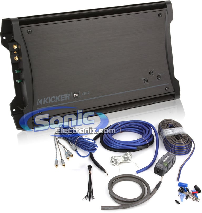 Kicker 10ZX450.2 + Amplifier Kit Bundle Image 1