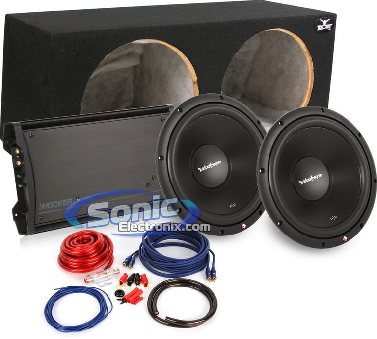 1000W Rockford Fosgate Subwoofers + Kicker Complete Bass Bundle Image 1