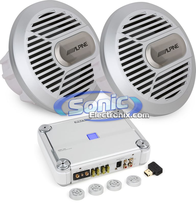 1800W Alpine Subwoofer and Amplifier Marine Bass Bundle Image 1