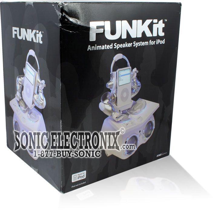 Funk-It (WHITE COLOR) DJ Turntable Style iPod Docking Station and Desktop Speakers Image 6