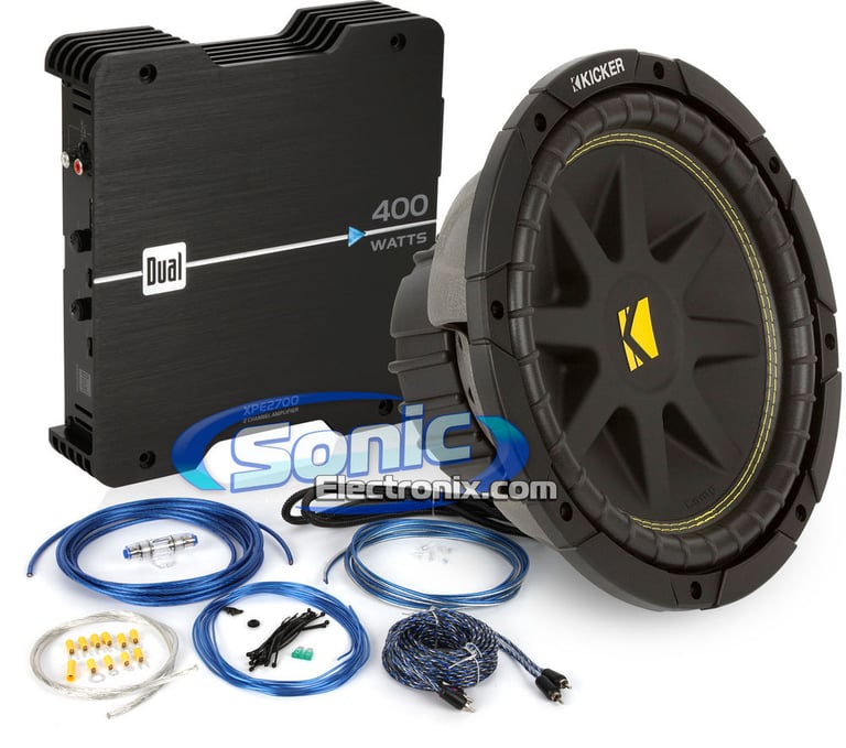 400W 10" Kicker + Dual XPE2700 Amp Bundle Image 1