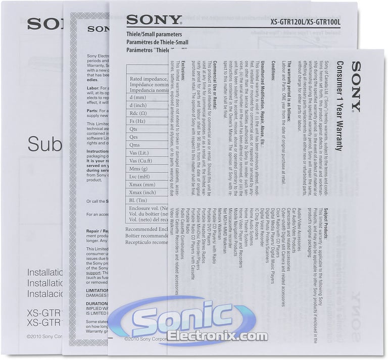 Sony XS-GTR100L Subwoofer Pair Combo Image 9
