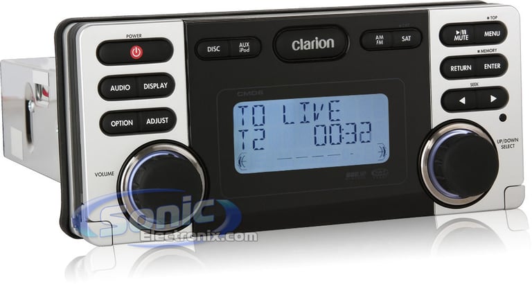 Clarion CMD6 Receiver with JBL Marine MPS1000 Subwoofer Image 2
