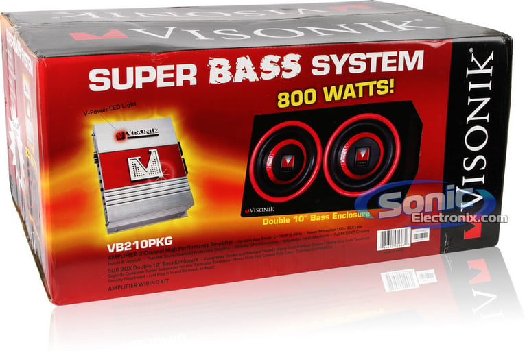Open Box Visonik Amplifier + Amp Kit + 2 10" Subwoofers + Box Super Thump Package! Image 20