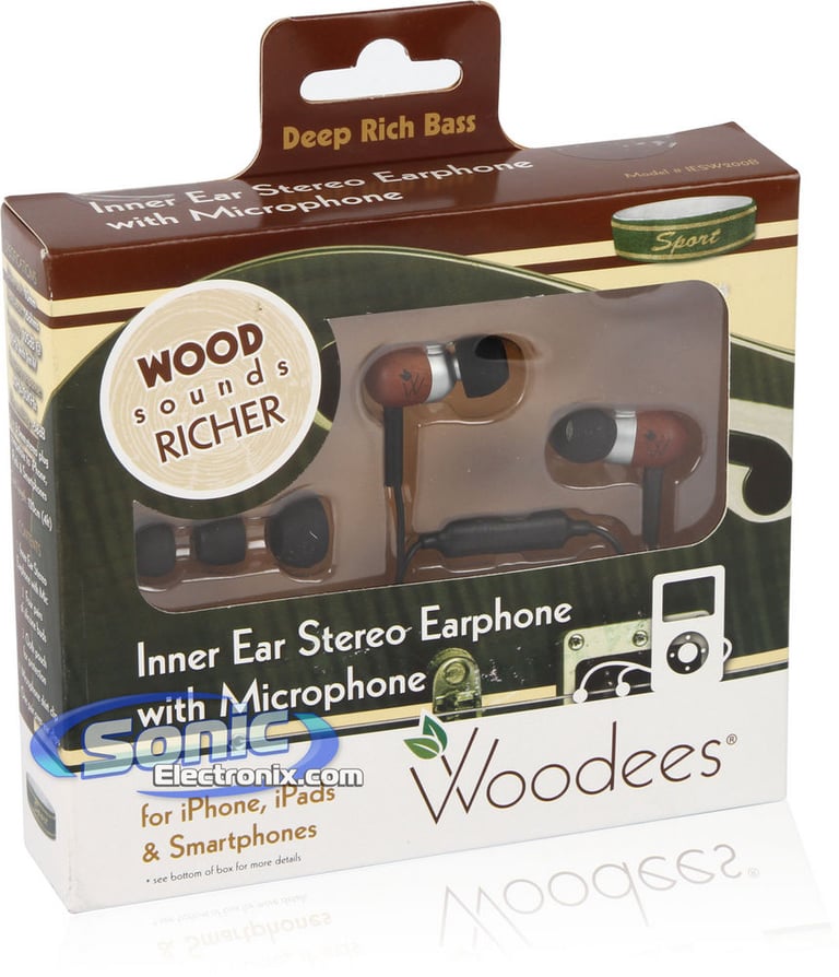 Woodees IESW200B (IES-W200B) Sport In-Ear Headphones/Earbuds with Microphone Image 10