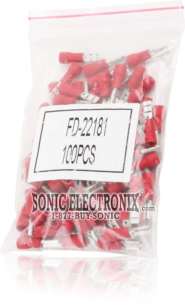 Female Quick Disconnect RED Connectors .110" 16-14G (100 Pack) Image 2
