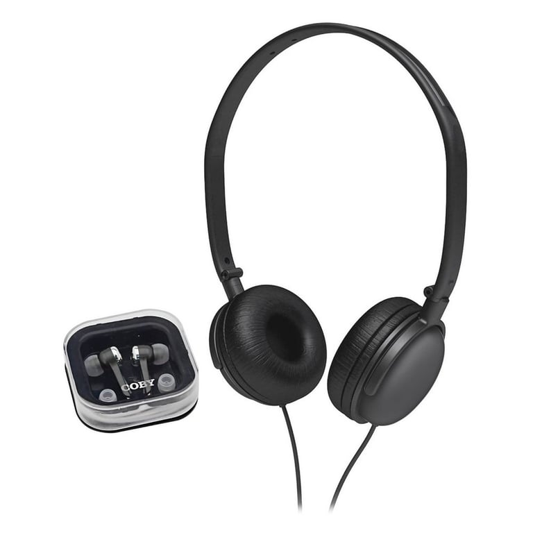 Coby CV140BLK Black Jammerz DJ Style Headphone and Earbud Combo Image 1