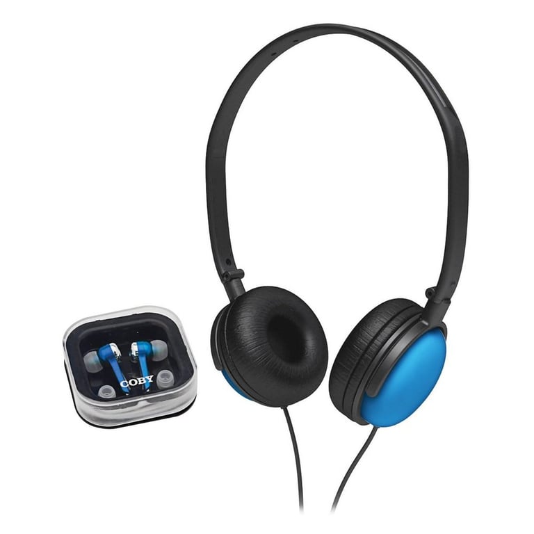 Coby CV140BLU Blue Jammerz DJ Style Headphone and Earbud Combo Image 1