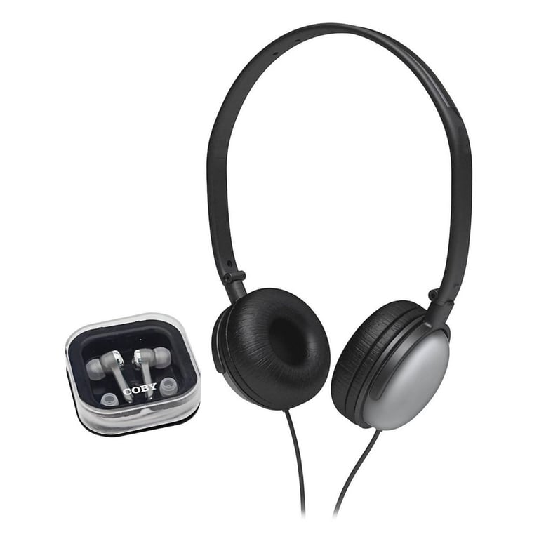 Coby CV140SVR Silver Jammerz DJ Style Headphone and Earbud Combo Image 1