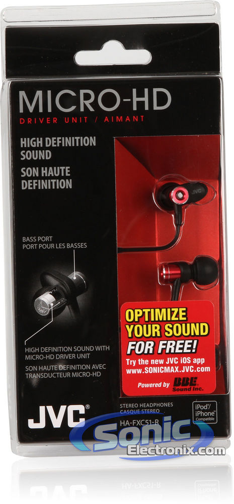 JVC HAFXC51R (HA-FXC51-R) MICRO HD In-Ear Headphones/Earbuds - Red Image 2