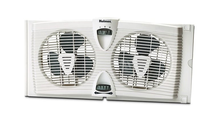 Holmes HAWF2030 Dual Blade Twin Window Fan with Thermostat Image 1