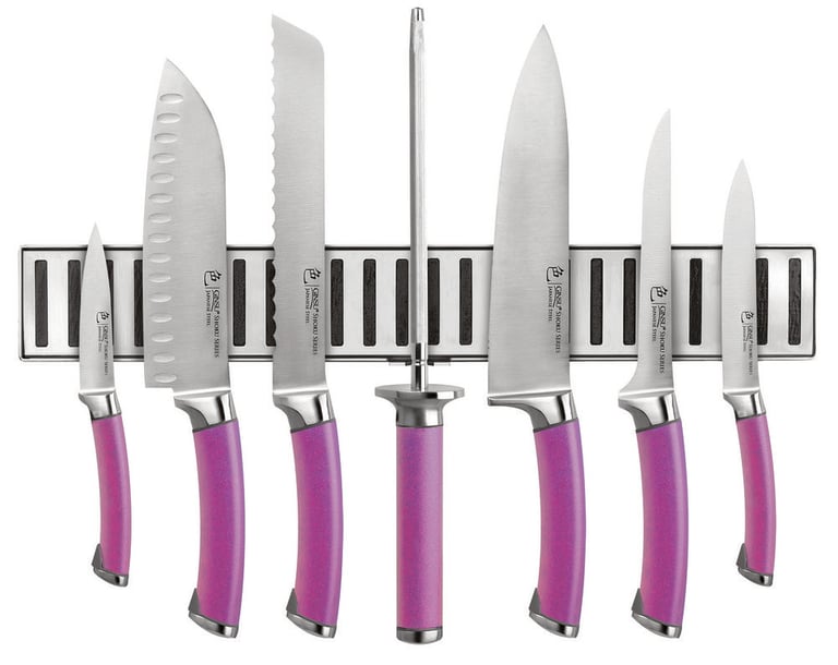 Ginsu 5704 Eggplant 8pc Cutlery Set with Magnetic Strip Image 1