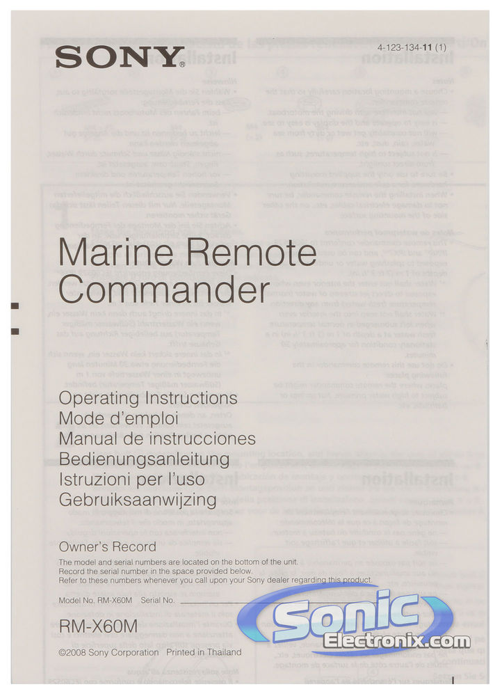 Sony RM-X60ML Marine Remote Control Image 7
