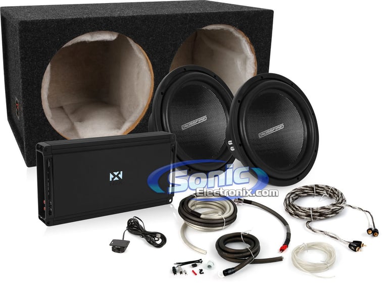 1000W Pair of Crossfire C5 12D4 Subwoofers + NVX Bass Package Image 1