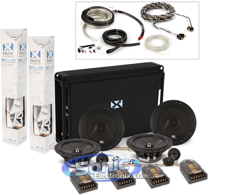 JBL 6.5" Component Speaker Upgrade Kit + NVX Amp & Sound Dampening Image 1