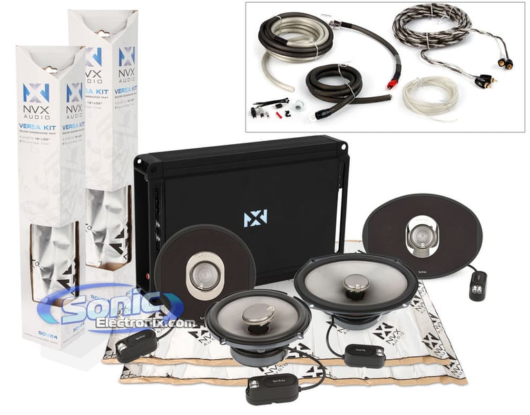 Infinity 6.5" + 6" x 9" Speaker Upgrade Kit + NVX Amp & Sound Dampening Image 1