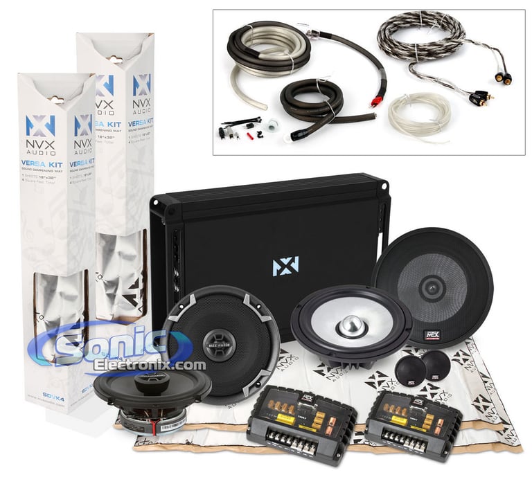 MTX 6.5" Speaker Upgrade Kit + NVX Amp & Sound Dampening Image 1