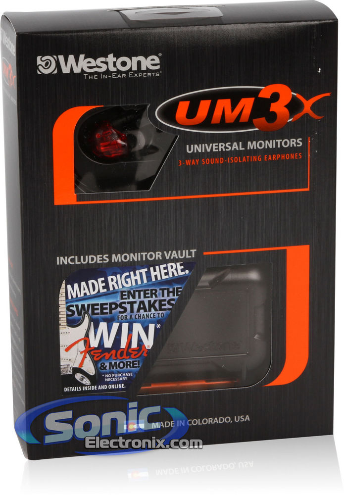Westone UM3X (Red) Triple Driver Universal Series In-Ear Monitors Image 9