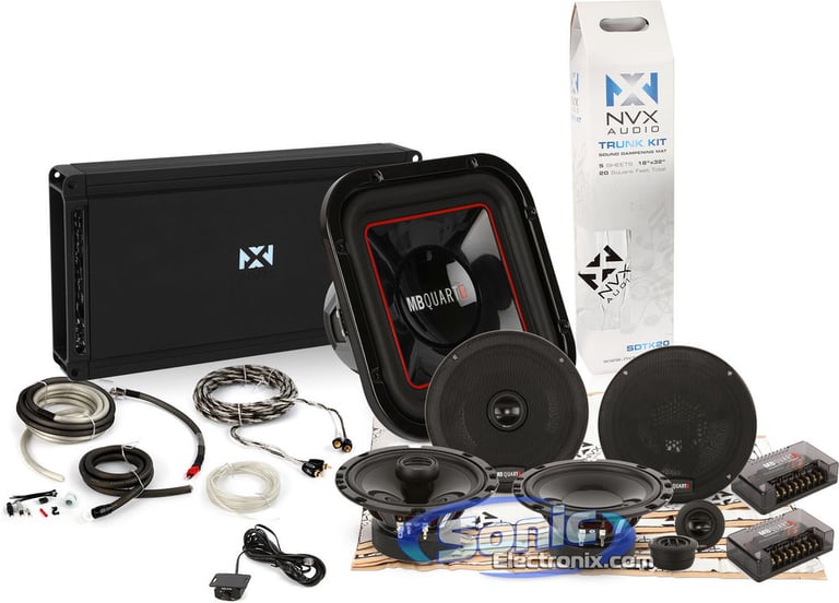 MB Quart ONYX Series Speaker + Woofer Upgrade Package w/ NVX Amplifier Image 1