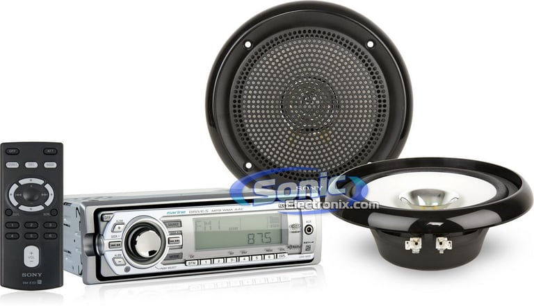 Sony CD-XM30 Marine Head Unit + Sony XS-MP1610B Speaker Combo Image 1