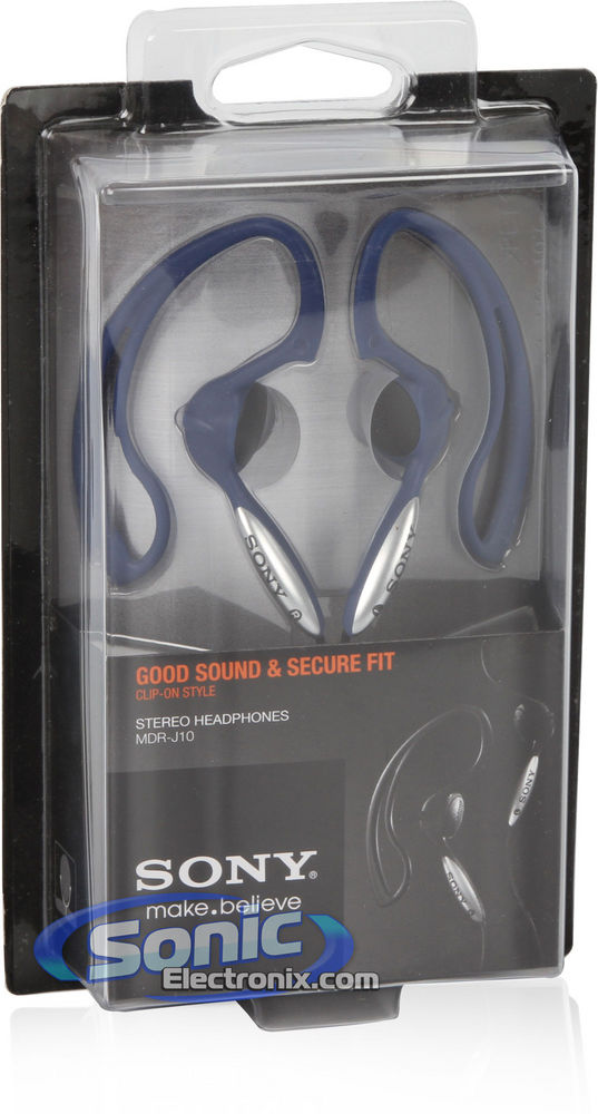 Sony MDR-J10 (MDRJ10) Active Sports Headphones Ear-Clip Earbuds - Blue Image 6