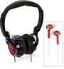 Coby CV215RED (Red) Jammerz In-Ear/Ear-Bud & On-Ear Headphone 2-In-1 Combo thumbnail image