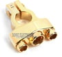 NGPBT - Negative Gold Plated Battery Terminal with one 4 Gauge Input and two 8 Gauge Outputs thumbnail image